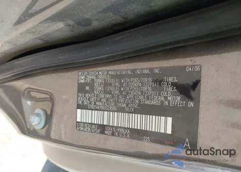 2006 Toyota Tundra Limited V8 z USA, uszkodzony, nr VIN 5TBDT48196S529586